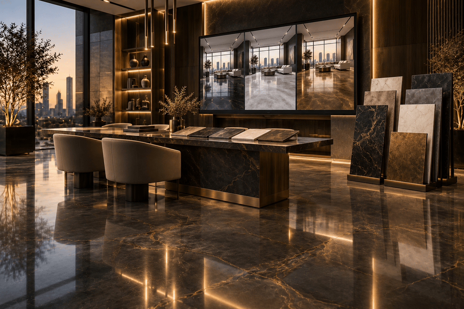 Flooring finish visualization and material selection environment