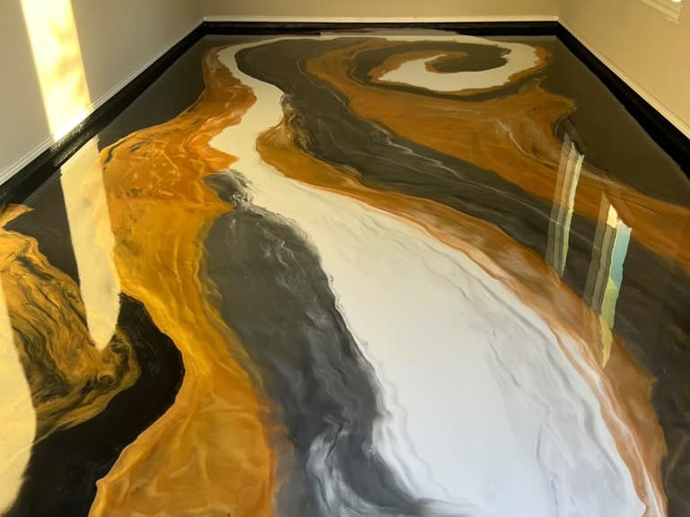 Black, white, and gold metallic statement floor
