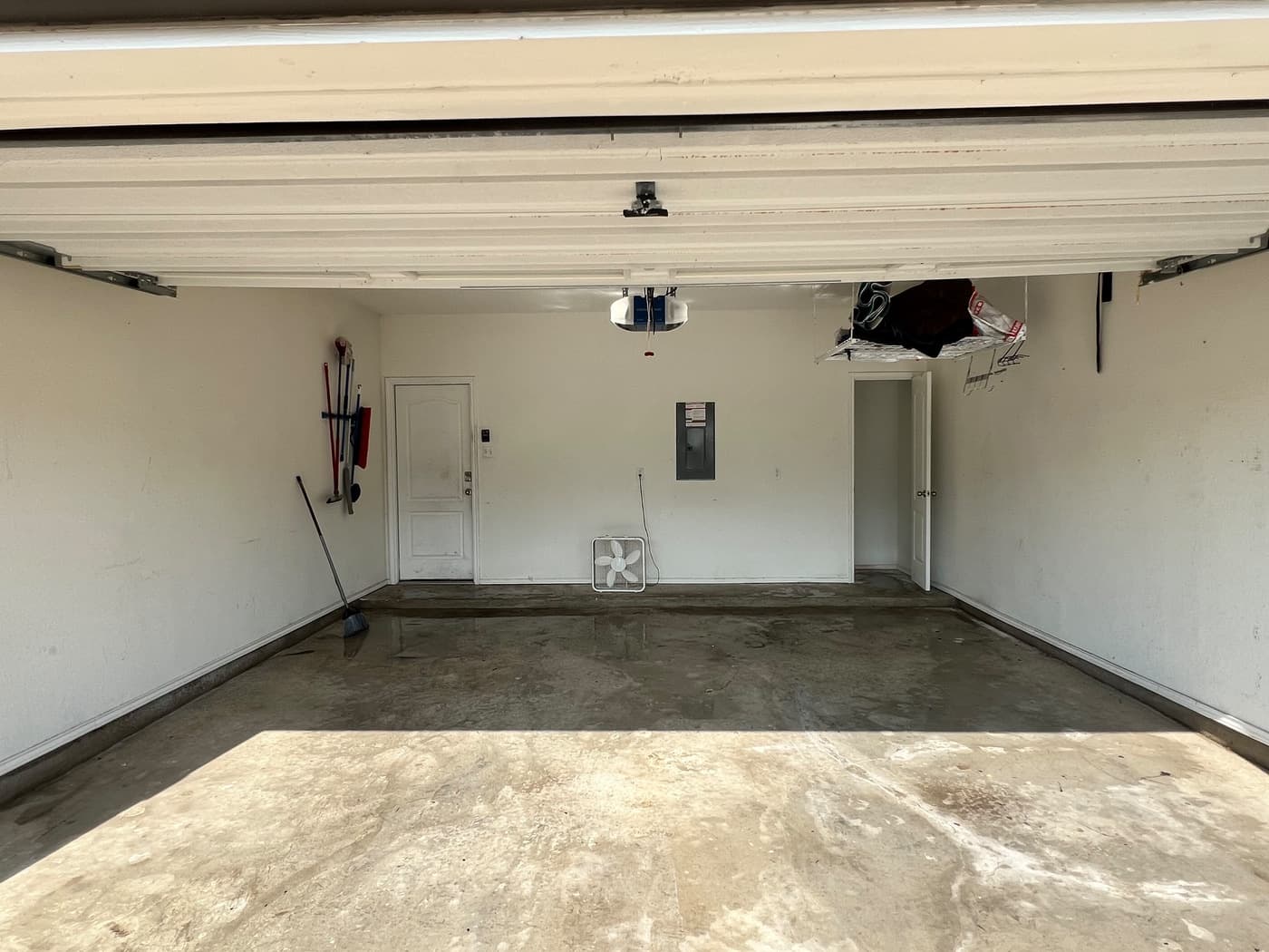 Residential garage concrete before the flooring system is applied