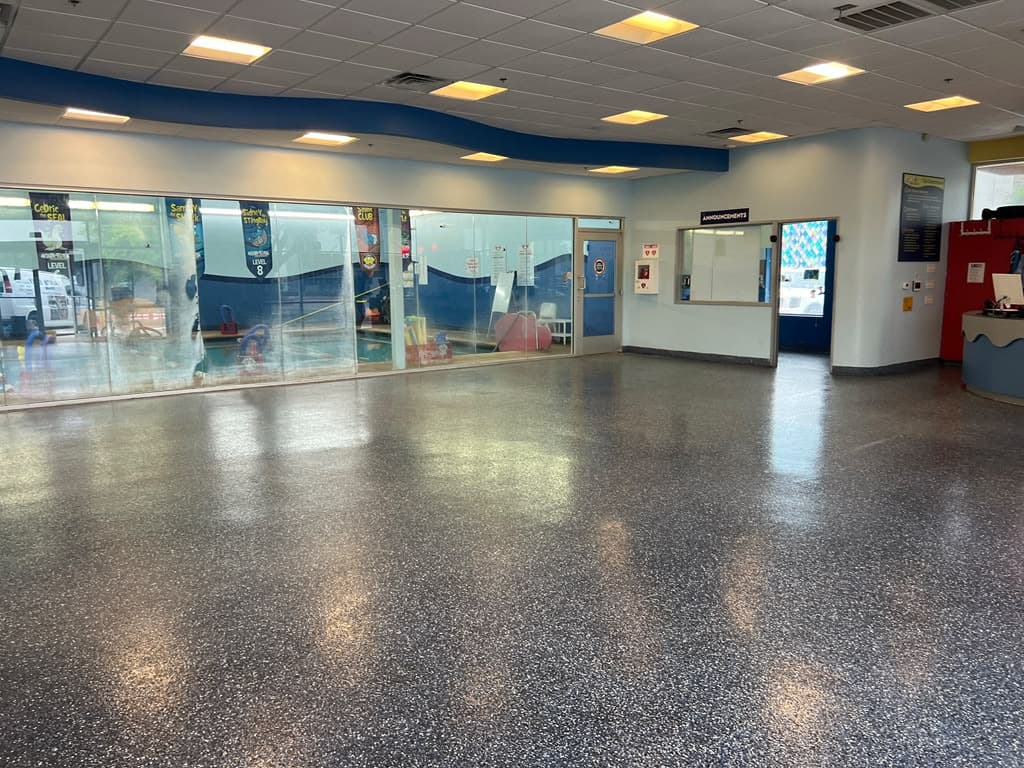 Completed epoxy floor in a commercial interior