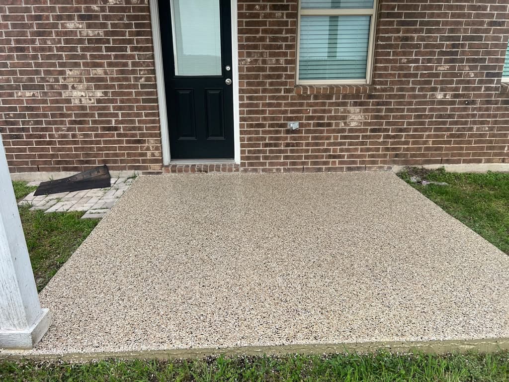Coated exterior entry and walkway