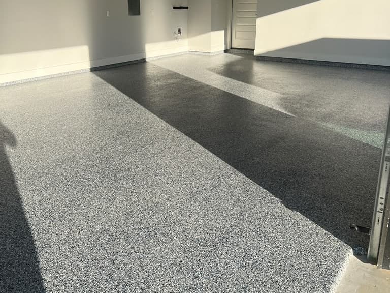 Close view of a completed gray blended floor surface in natural light