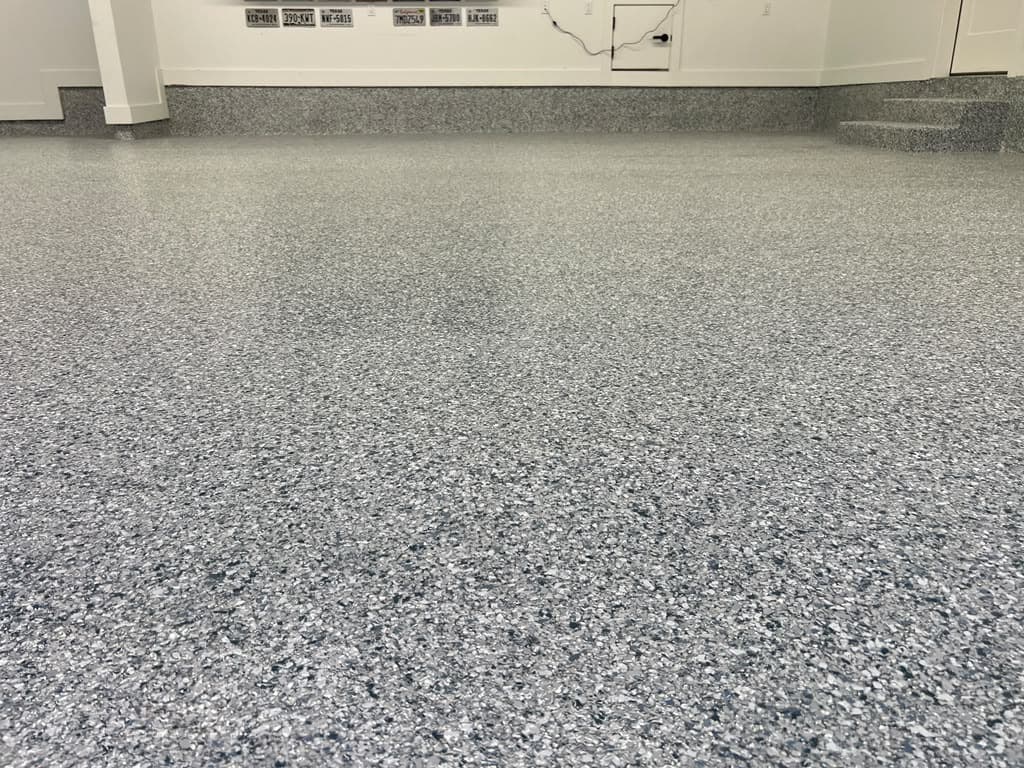 Detailed view of a gray decorative flake coating